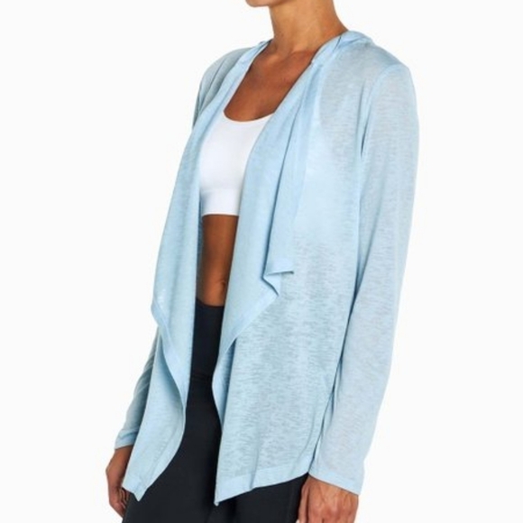 Wildfox Sweat Light Blue Hooded Open Cardigan Size Medium - Picture 9 of 9